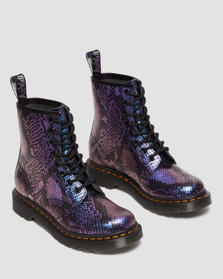 Dr Martens 1460 Snake Print Emboss Leather Støvletter Dame Svarte Multicolor | 36289-QRKC