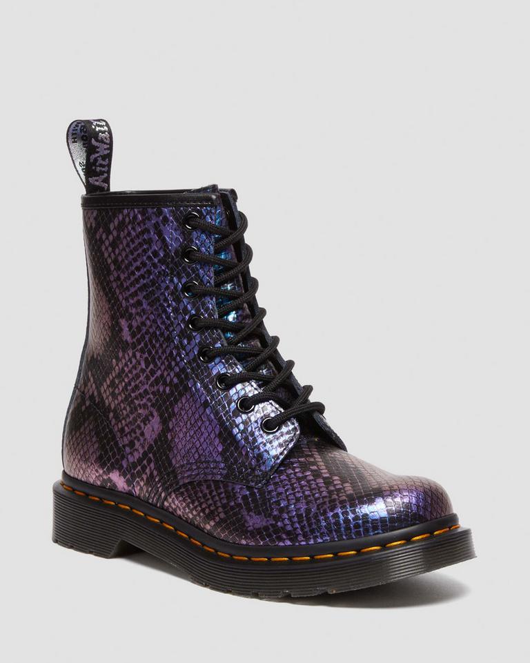 Dr Martens 1460 Snake Print Emboss Leather Støvletter Dame Svarte Multicolor | 36289-QRKC