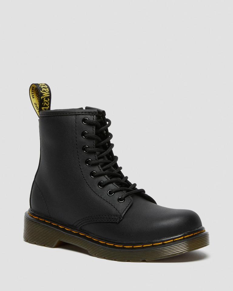 Dr Martens 1460 Softy T Leather Snørestøvletter Barn Svarte | 05432-DRMZ