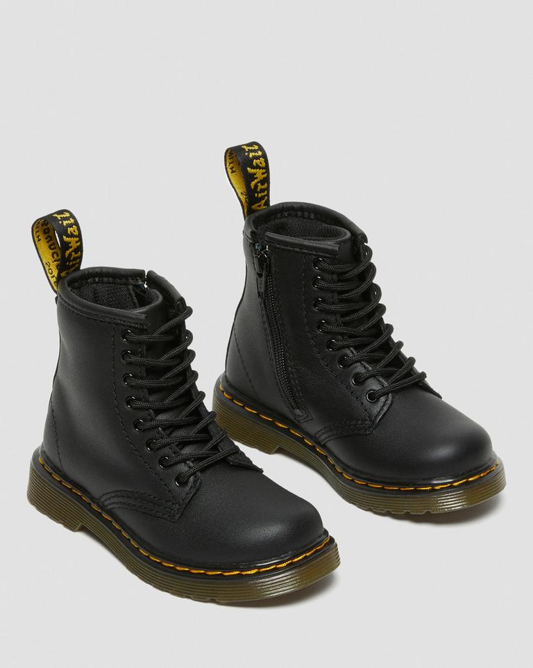 Dr Martens 1460 Softy T Leather Snørestøvletter Barn Svarte | 12384-LBVC