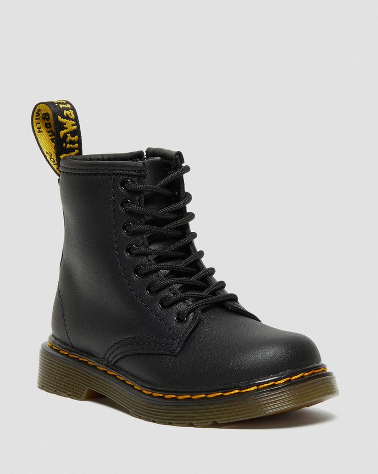 Dr Martens 1460 Softy T Leather Snørestøvletter Barn Svarte | 12384-LBVC