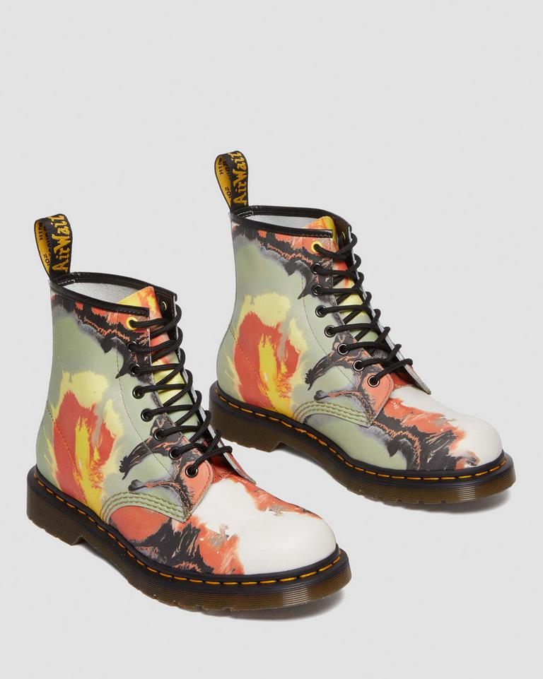 Dr Martens 1460 Tate 'Volcanic Flare' Leather Støvletter Dame Multicolor | 81569-ACLF