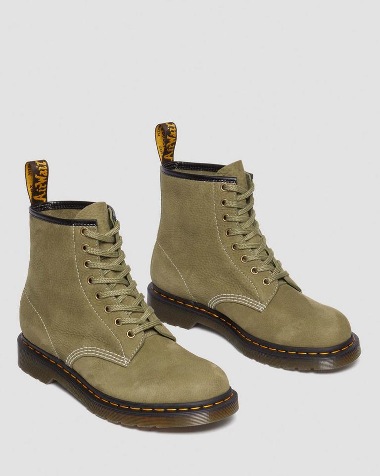 Dr Martens 1460 Tumbled Nubuck Leather Støvletter Herre Olivengrønne | 48760-YFIG