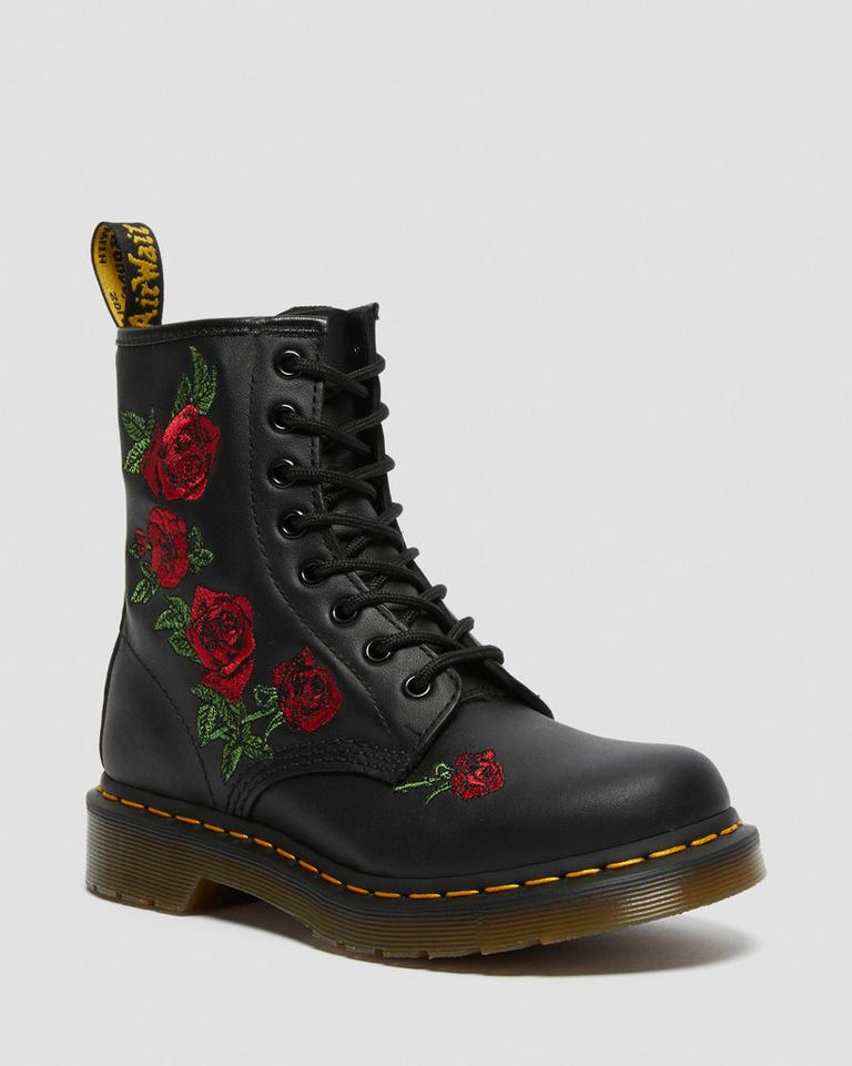 Dr Martens 1460 Vonda Floral Leather Støvletter Dame Svarte | 36025-VQCH