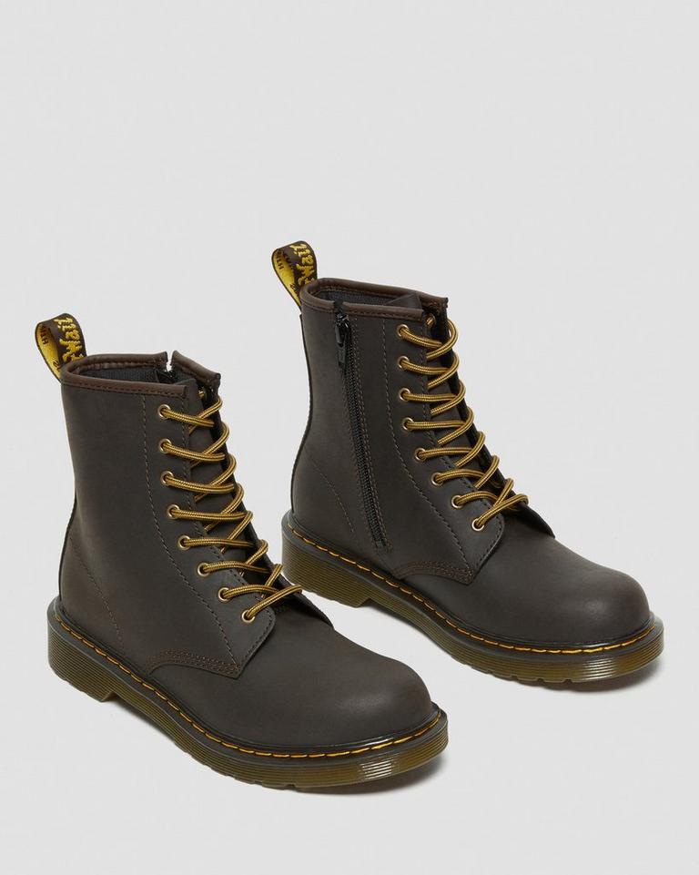 Dr Martens 1460 Wildhorse Leather Snørestøvletter Barn Mørke Brune | 68917-IDBG