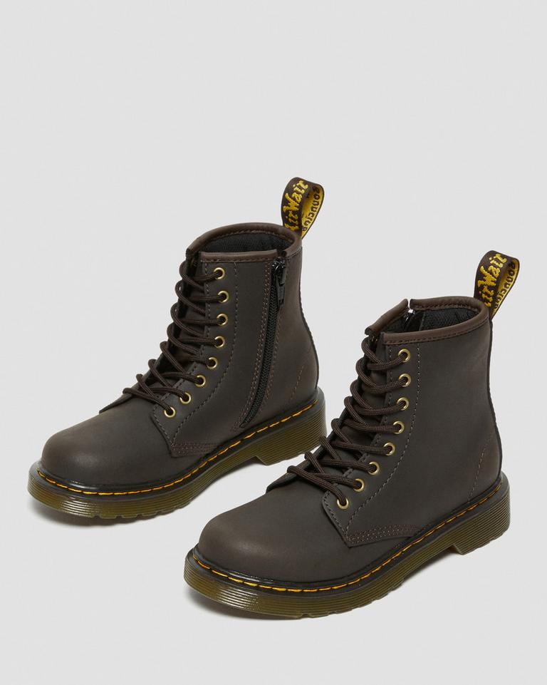 Dr Martens 1460 Wildhorse Leather Snørestøvletter Barn Mørke Brune | 41780-ESNU