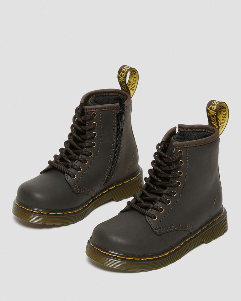 Dr Martens 1460 Wildhorse Leather Snørestøvletter Barn Mørke Brune | 87453-CLIT