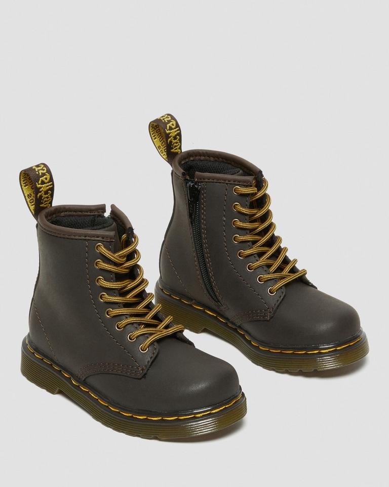 Dr Martens 1460 Wildhorse Leather Snørestøvletter Barn Mørke Brune | 87453-CLIT