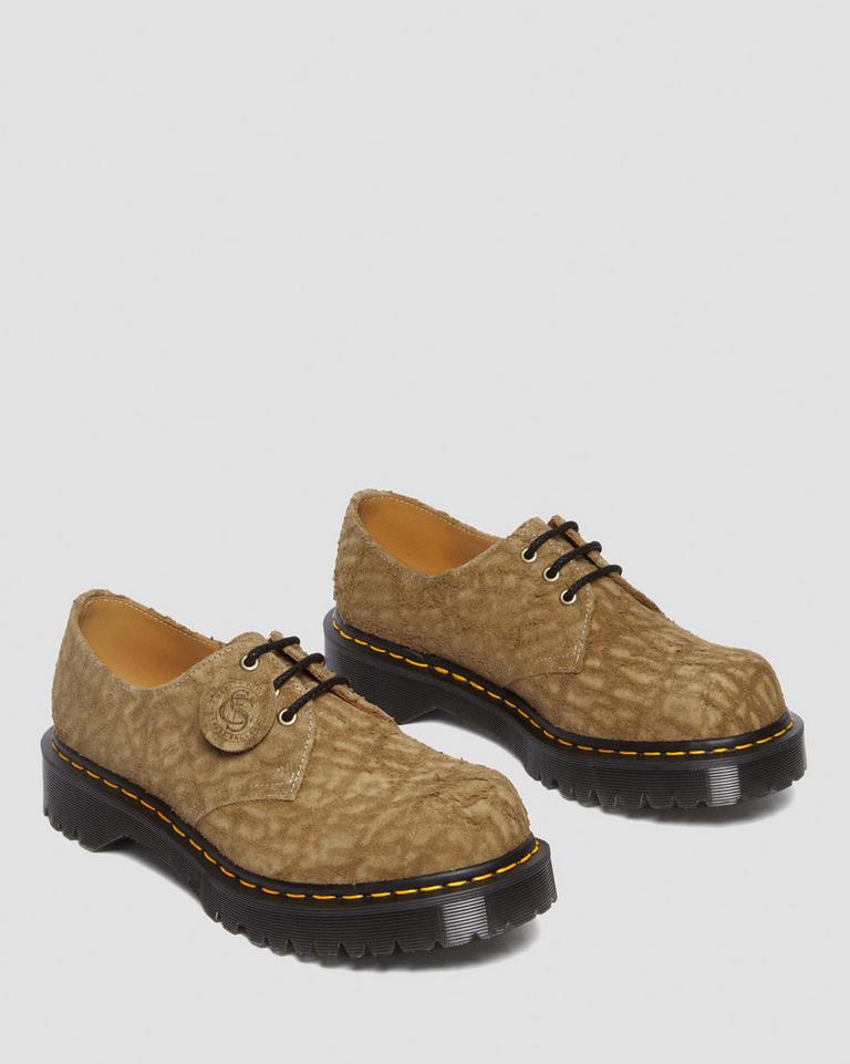 Dr Martens 1461 Bex Made in England Emboss Suede Oxford Sko Dame Brune | 45890-CJYK