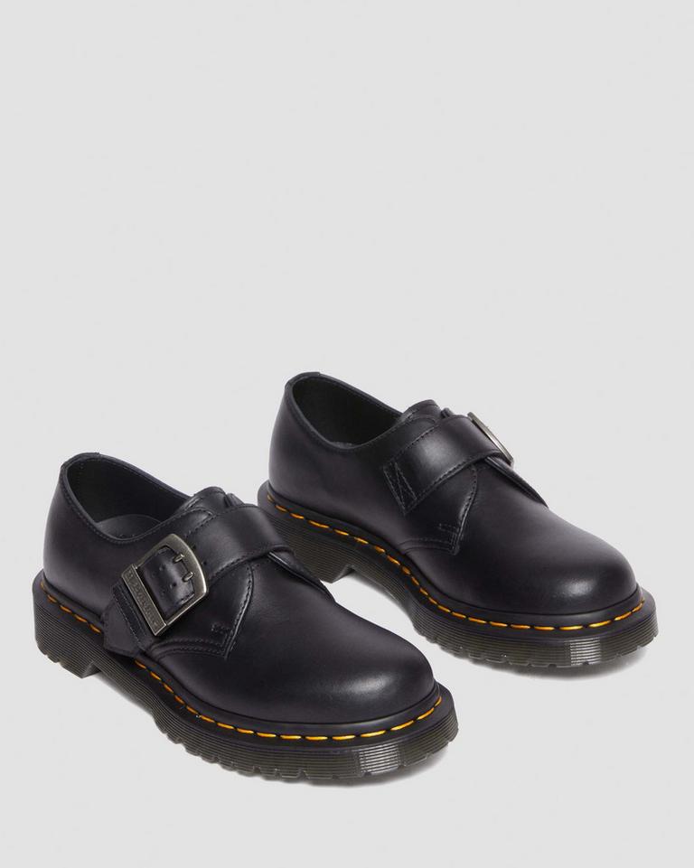 Dr Martens 1461 Buckle Pull Up Leather Oxford Sko Dame Svarte | 40213-PCBH