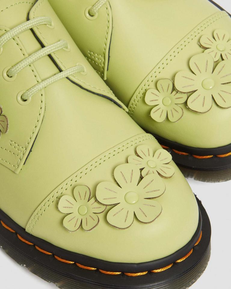 Dr Martens 1461 Flower Applique Leather Oxford Sko Dame Lyse Grønn | 30915-HSQE