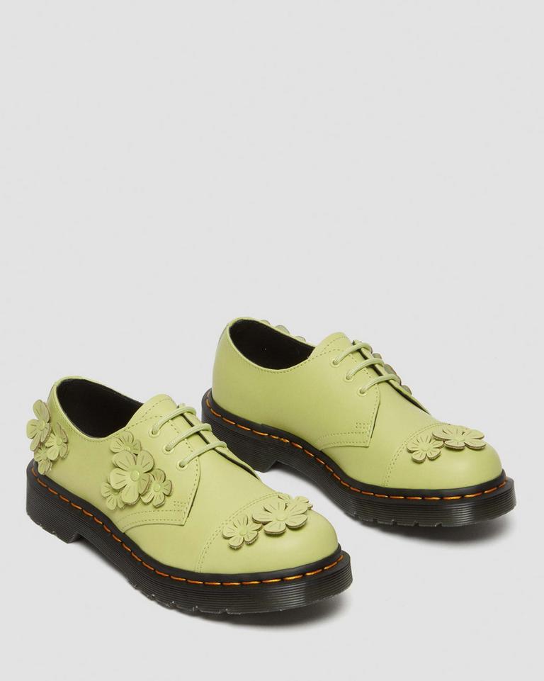 Dr Martens 1461 Flower Applique Leather Oxford Sko Dame Lyse Grønn | 30915-HSQE