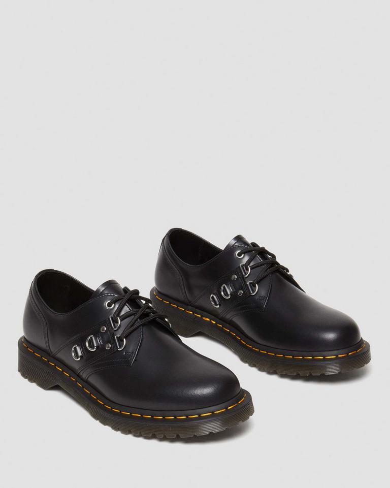 Dr Martens 1461 Hardware Polished Smooth Leather Oxford Sko Dame Svarte | 46078-QJKD