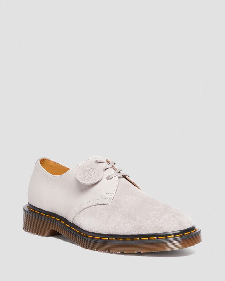 Dr Martens 1461 Made in England Suede Oxford Sko Dame Blå Grå | 71956-PYAG