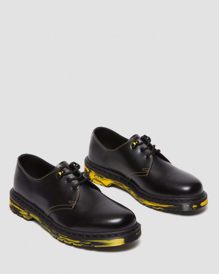 Dr Martens 1461 Marbled Sole Leather Oxford Sko Dame Svarte | 58612-ZJGE