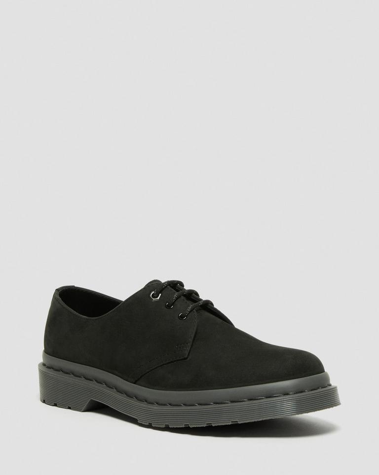 Dr Martens 1461 Mono Milled Nubuck Leather Oxford Sko Dame Svarte | 02578-MHWB