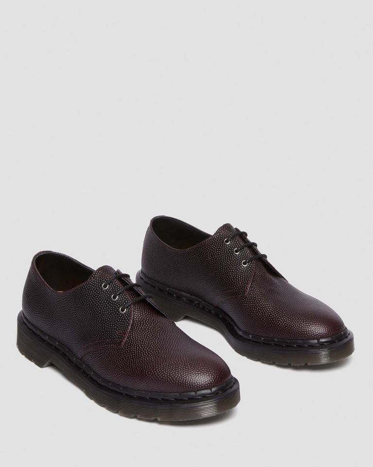 Dr Martens 1461 Pebble Grain Leather Oxford Sko Dame Burgunder | 07138-PGQO