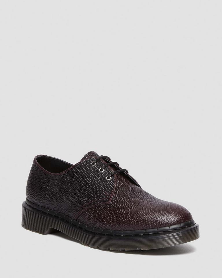 Dr Martens 1461 Pebble Grain Leather Oxford Sko Dame Burgunder | 07138-PGQO