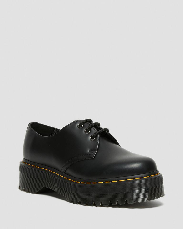 Dr Martens 1461 Smooth Leather Platform Sko Dame Svarte | 05681-TPIY