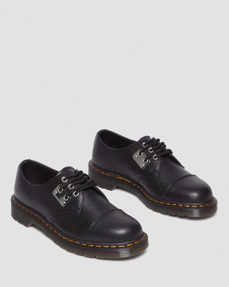 Dr Martens 1461 Toe Plate Lunar Leather Oxford Sko Dame Svarte | 16054-ZFCW