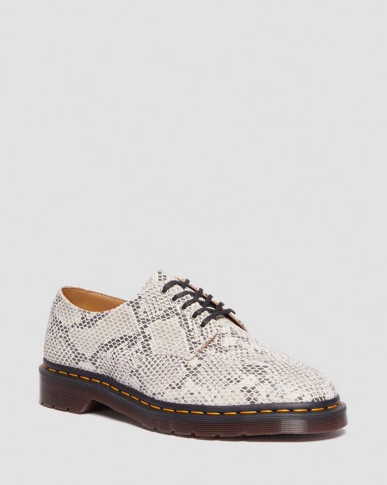 Dr Martens 2046 Snake Print Suede Oxford Sko Dame Brune Svarte | 92754-ASCG