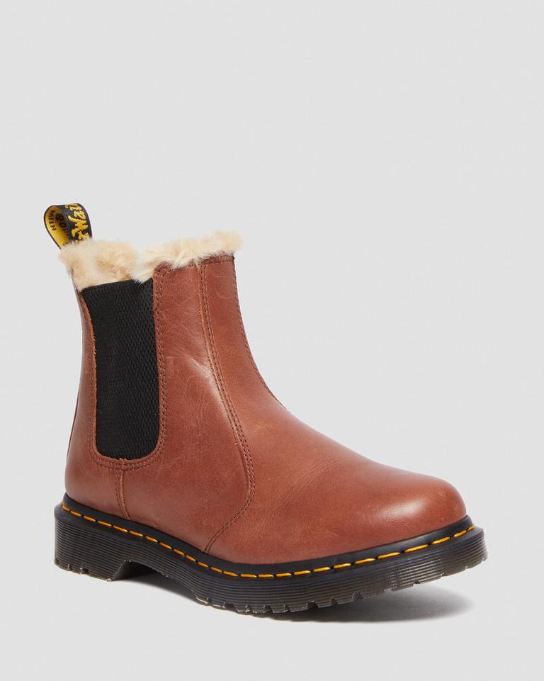 Dr Martens 2976 Leonore Faux Fur-Lined Chelsea Støvler Dame Brune | 72184-TJUG