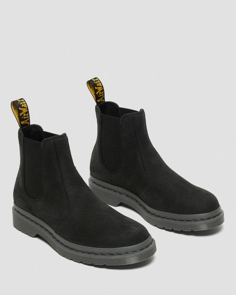 Dr Martens 2976 Mono Milled Nubuck Leather Chelsea Støvler Dame Svarte | 35690-KBUV