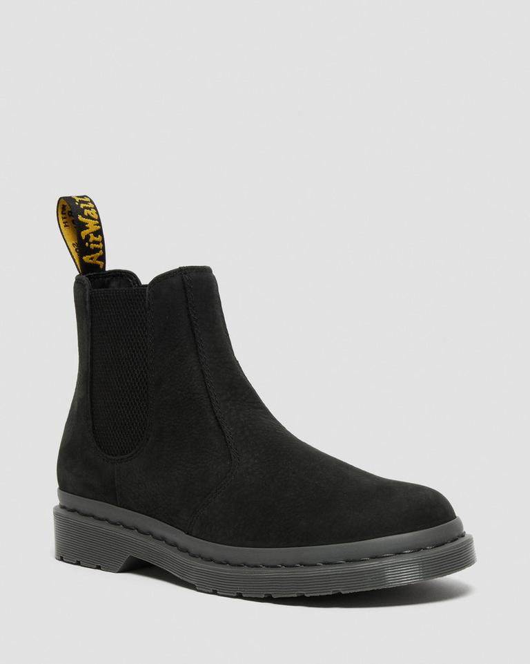 Dr Martens 2976 Mono Milled Nubuck Leather Chelsea Støvler Dame Svarte | 35690-KBUV