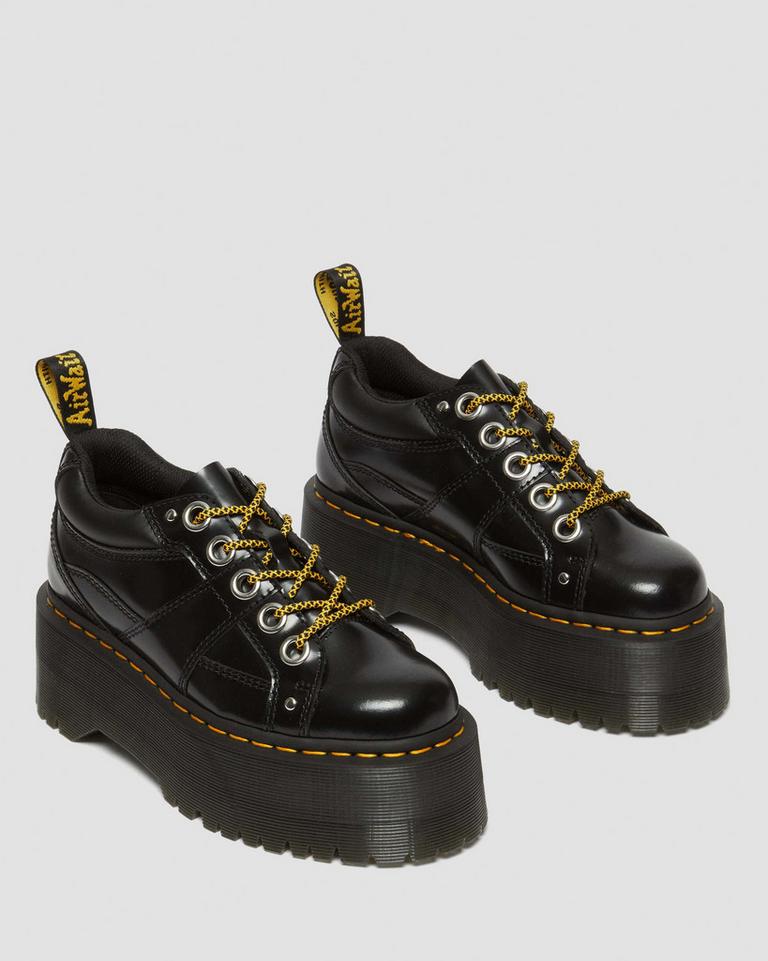 Dr Martens 5-Eye Max Buttero Leather Platform Sko Dame Svarte | 02185-DWMB