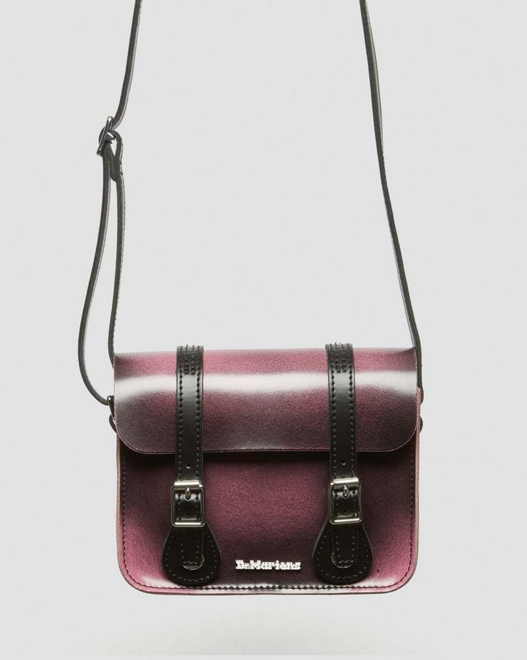 Dr Martens 7 Inch Distressed Leather Crossbody Veske Svarte Rosa | 30417-NWZX