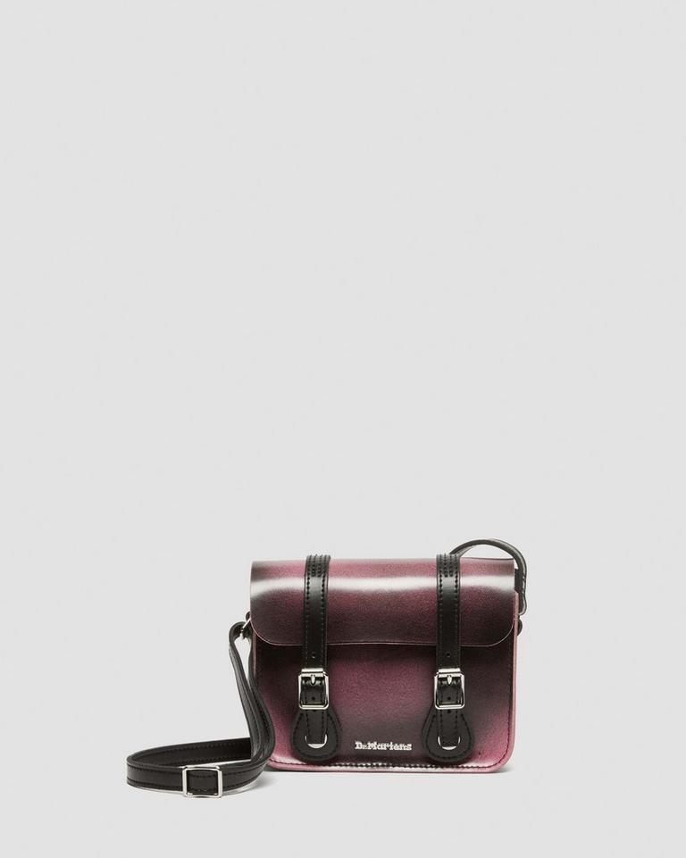 Dr Martens 7 Inch Distressed Leather Crossbody Veske Svarte Rosa | 30417-NWZX