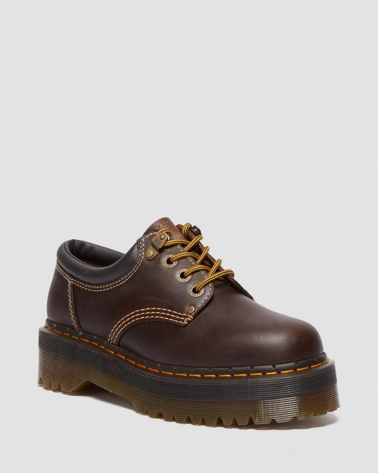 Dr Martens 8053 Arc Crazy Horse Leather Platform Fritidssko Dame Mørke Brune | 06157-YSGU