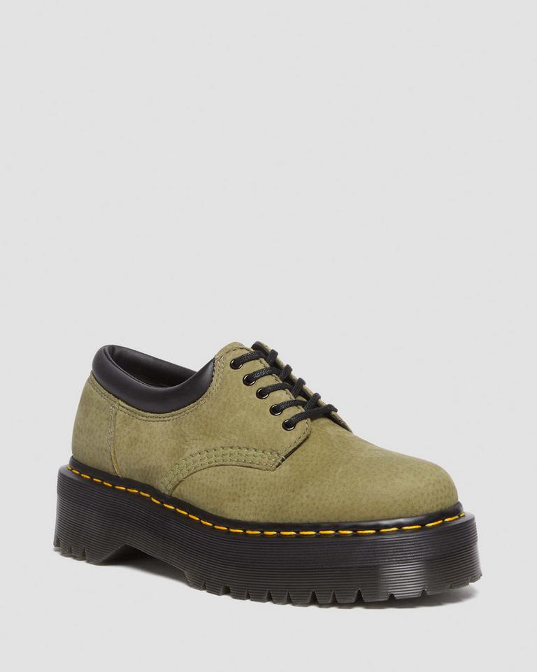 Dr Martens 8053 Tumbled Nubuck Leather Platform Fritidssko Dame Olivengrønne | 46372-JFDO