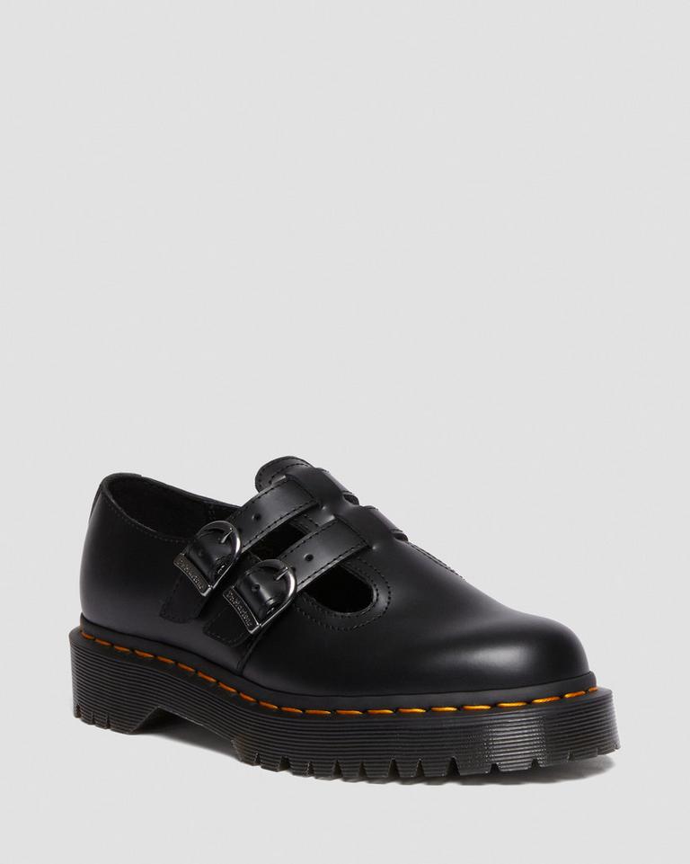 Dr Martens 8065 II Bex Smooth Leather Platform Mary Jane Sko Dame Svarte | 62978-JVZX