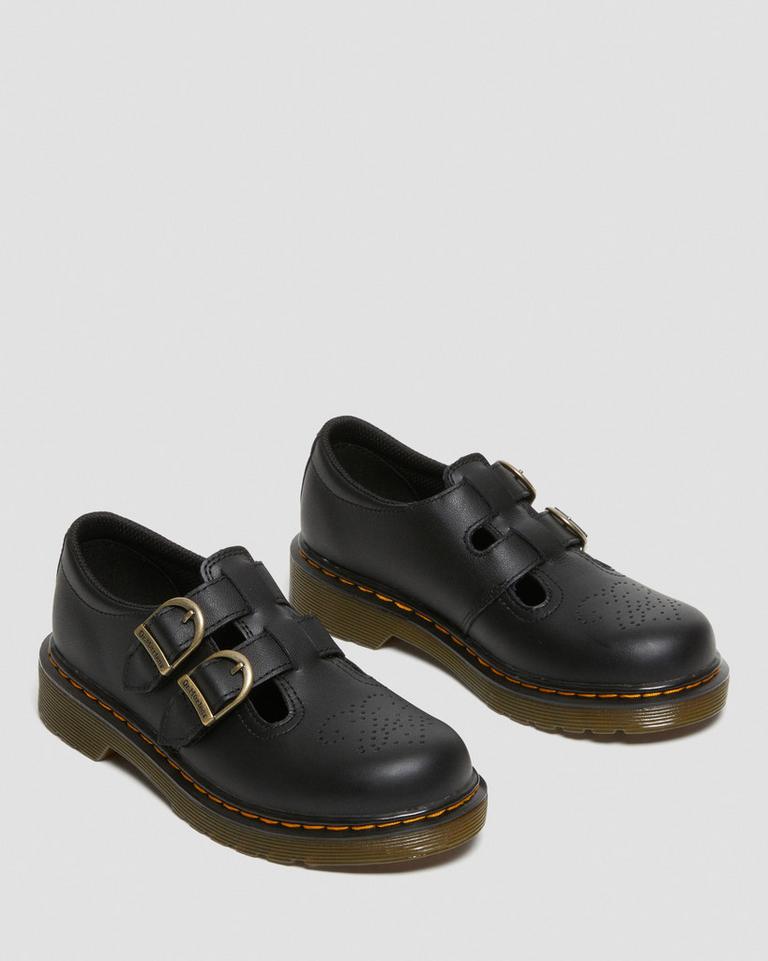 Dr Martens 8065 Softy T Leather Mary Jane Sko Barn Svarte | 93657-AIMV