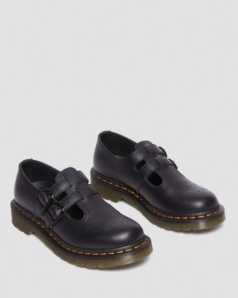 Dr Martens 8065 Virginia Leather Mary Jane Sko Dame Svarte | 50671-QDPR