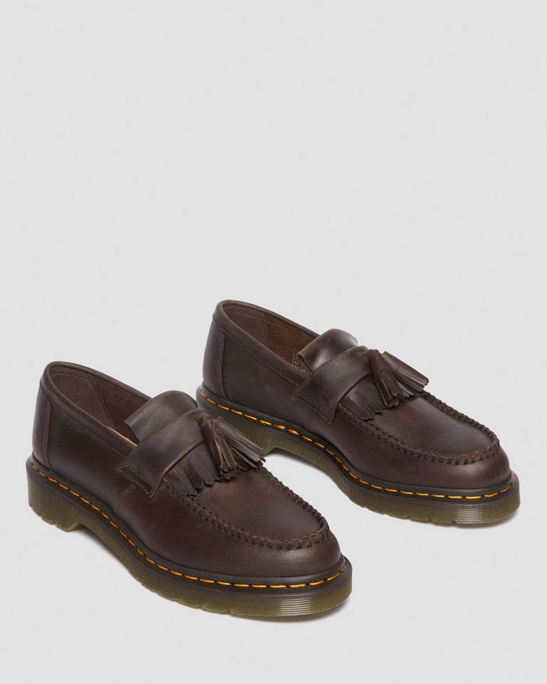 Dr Martens Adrian Crazy Horse Leather Tassel Loafers Dame Mørke Brune | 59182-VEAP