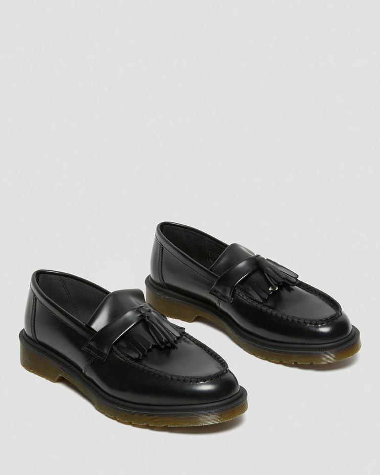 Dr Martens Adrian Smooth Leather Tassel Loafers Dame Svarte | 76813-KSCR