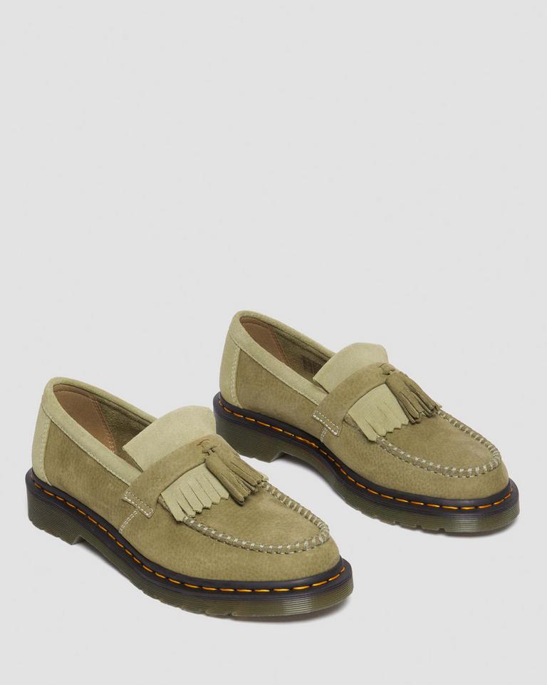 Dr Martens Adrian Tumbled Nubuck Leather Tassel Loafers Herre Olivengrønne | 09427-FEGN