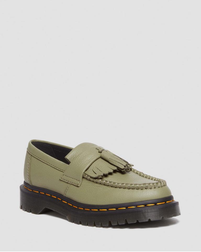 Dr Martens Adrian Virginia Leather Tassel Loafers Dame Olivengrønne | 30591-NJPC