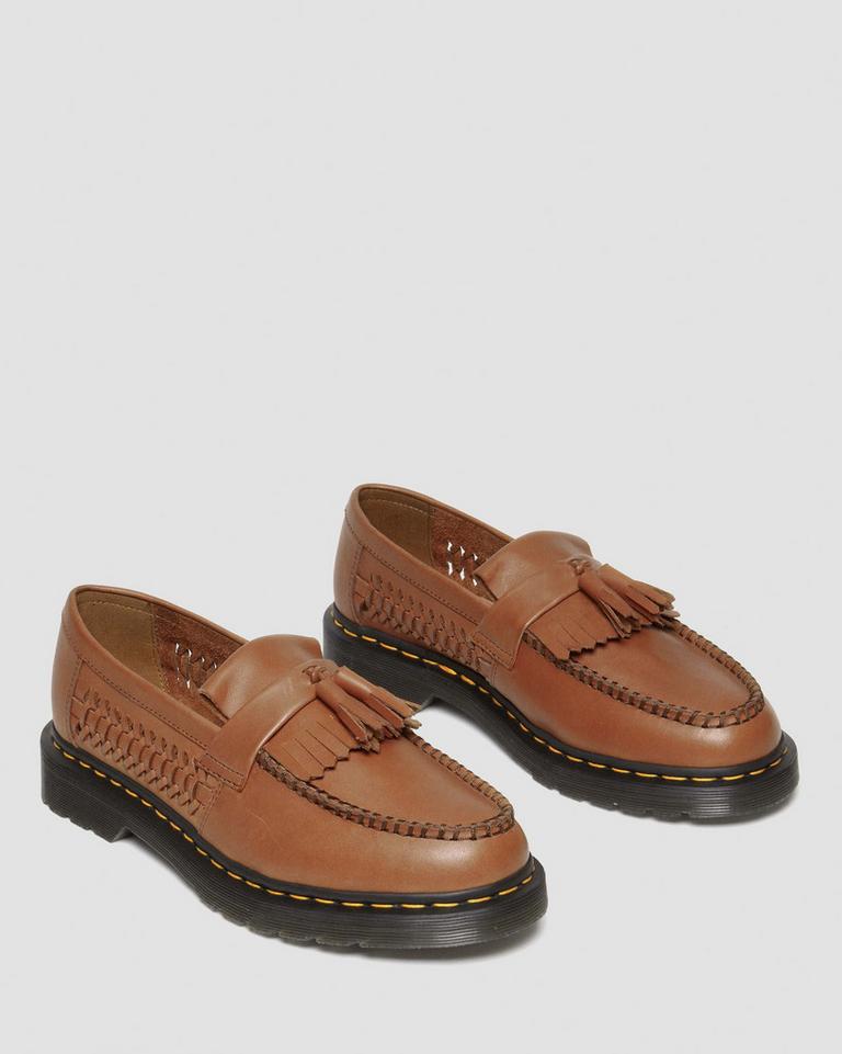 Dr Martens Adrian Woven Leather Tassel Loafers Dame Brune | 95382-MTRH