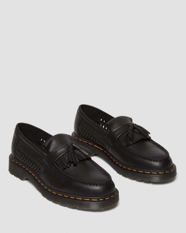 Dr Martens Adrian Woven Leather Tassel Loafers Dame Svarte | 49170-MGVF