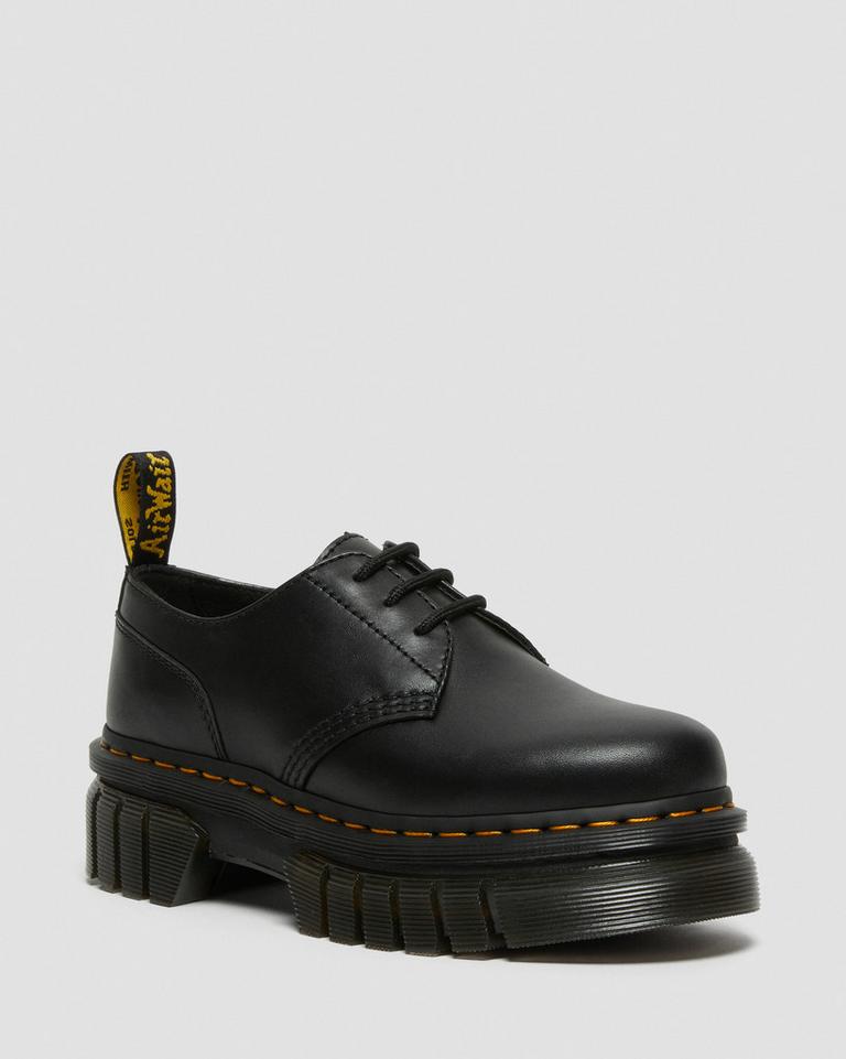 Dr Martens Audrick Nappa Leather Platform Sko Dame Svarte | 83916-FSIA