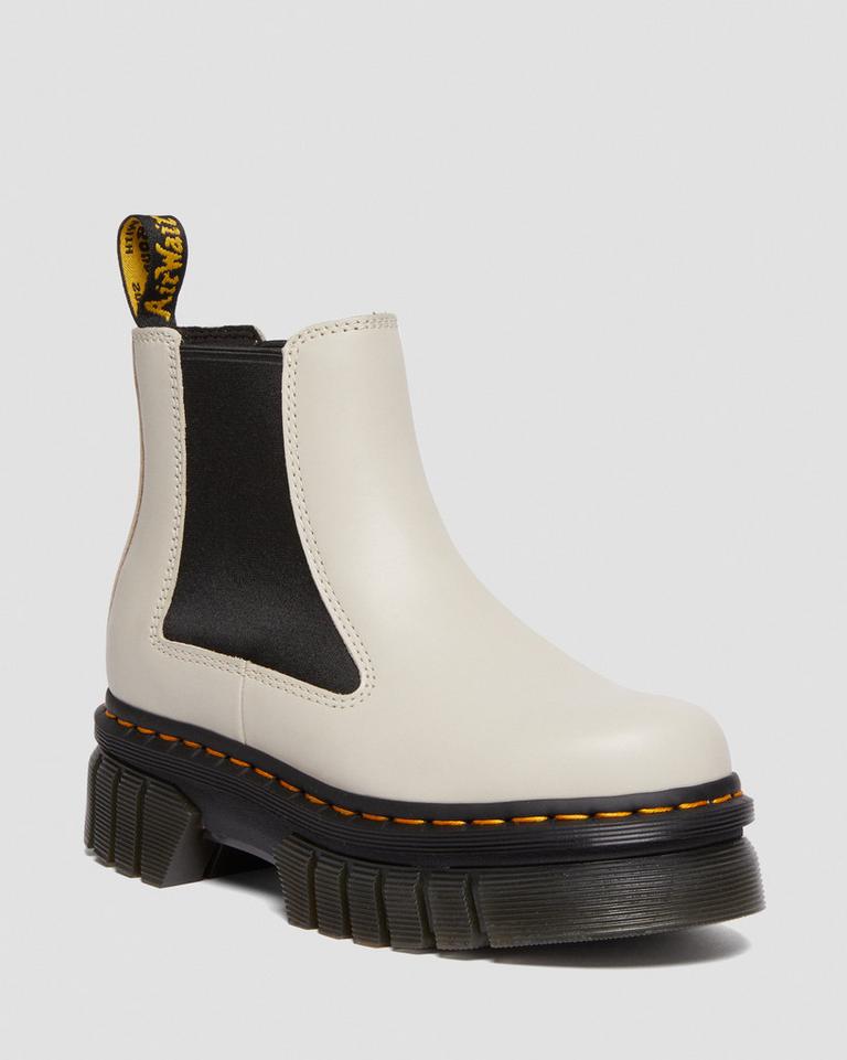 Dr Martens Audrick Nappa Leather Platform Chelsea Støvler Dame Grå | 30456-WDRX