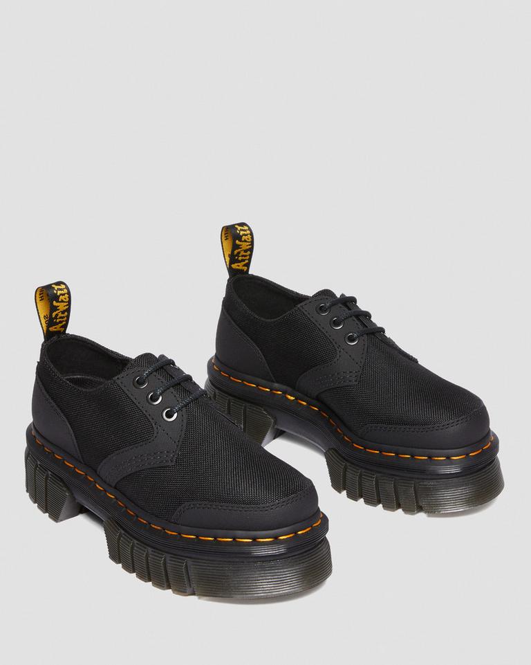 Dr Martens Audrick Poly & Leather Platform Sko Dame Svarte | 50739-TBQH