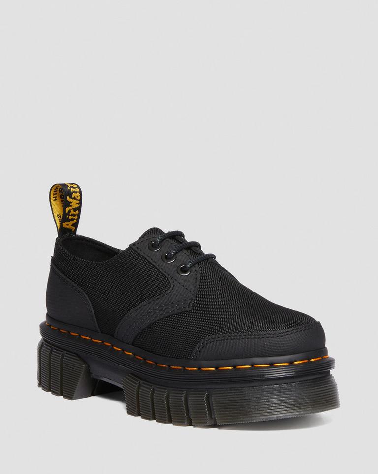 Dr Martens Audrick Poly & Leather Platform Sko Dame Svarte | 50739-TBQH