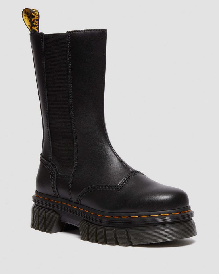 Dr Martens Audrick Tall Nappa Leather Platform Chelsea Støvler Dame Svarte | 28469-GTKO