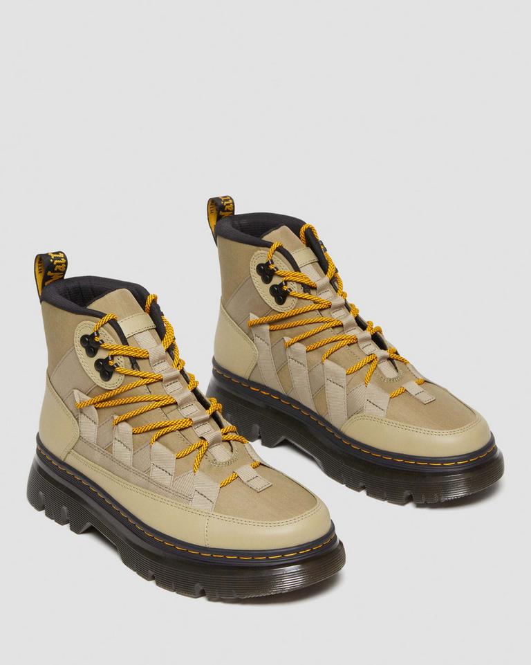 Dr Martens Boury Nylon & Leather Fritidsstøvler Dame Olivengrønne | 79280-ZCPV