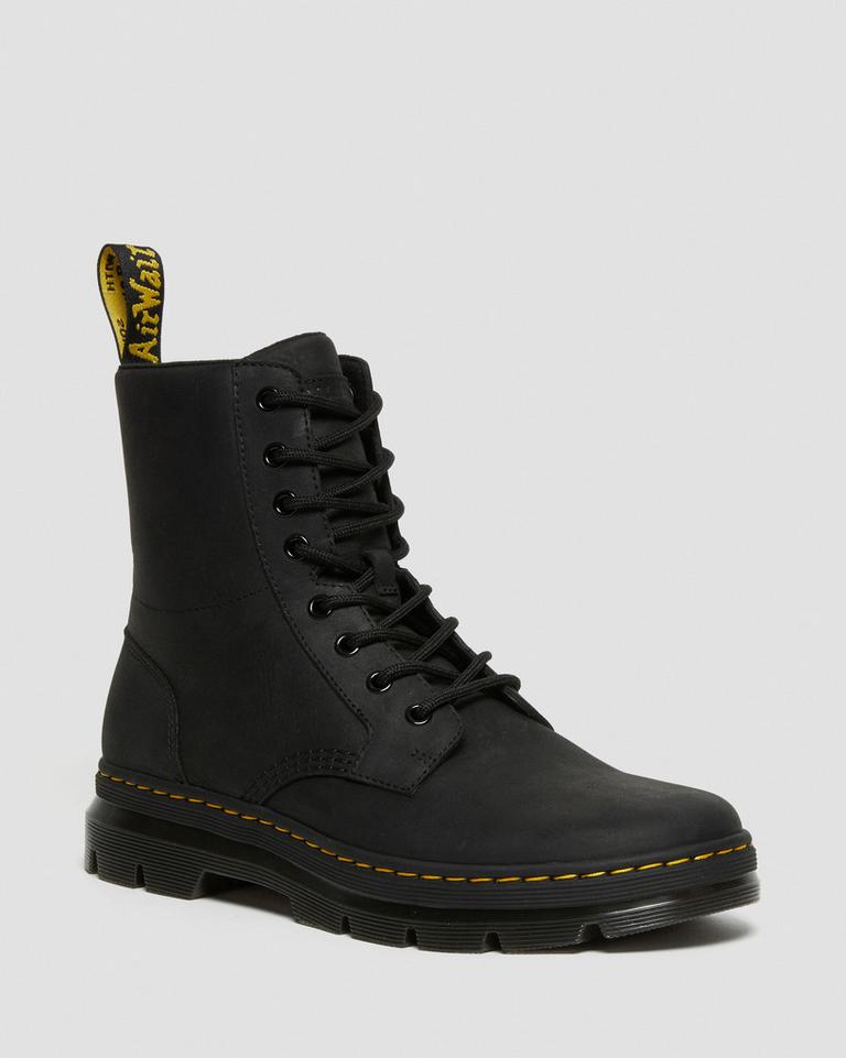 Dr Martens Combs Leather Fritidsstøvler Dame Svarte | 91530-ZKDC