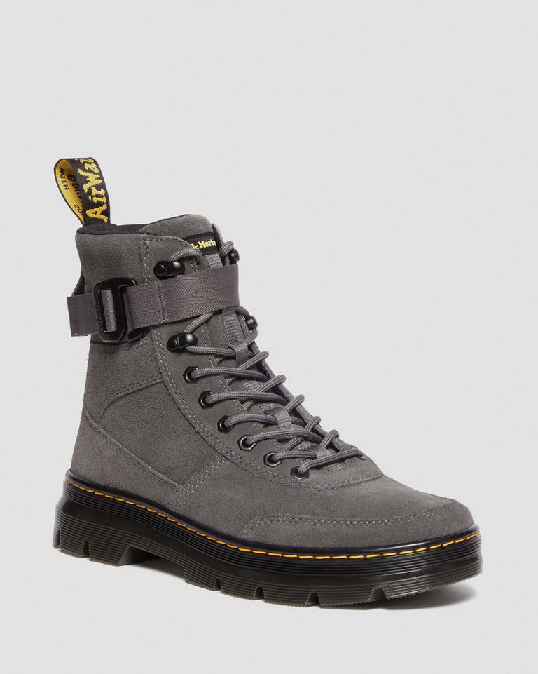 Dr Martens Combs Tech Suede Fritidsstøvler Dame Grå | 35142-JVEA